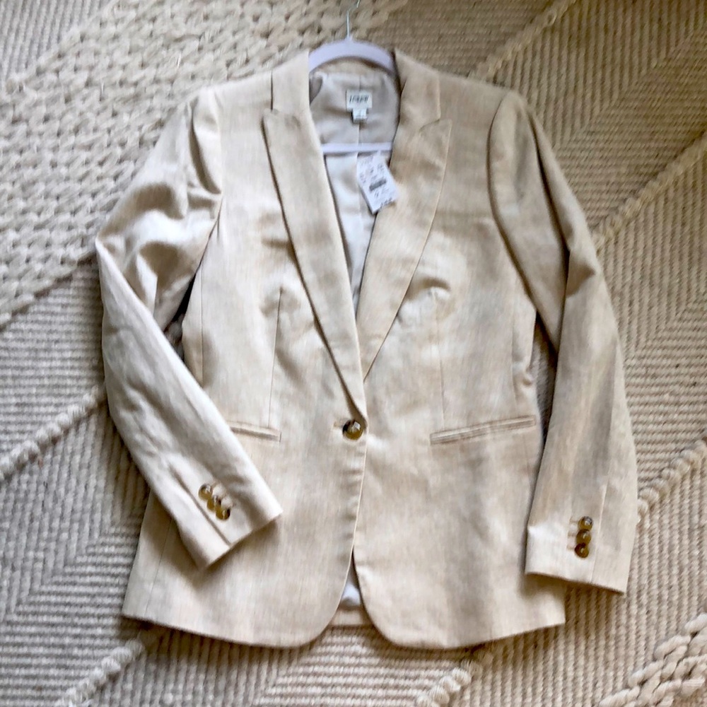 J Crew Neutral Lined Linen Jacket sz 4 NWT